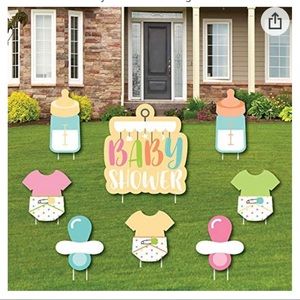 Baby Shower Yard Signs, Pastel Balloons & Ribbon